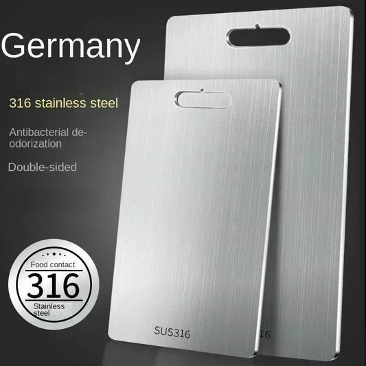 316 Stainless Steel Panel and Chopping Board Kitchen Household Thickened Double Sided Cutting Board Block Kneading Dough Board - RELUX.STORE