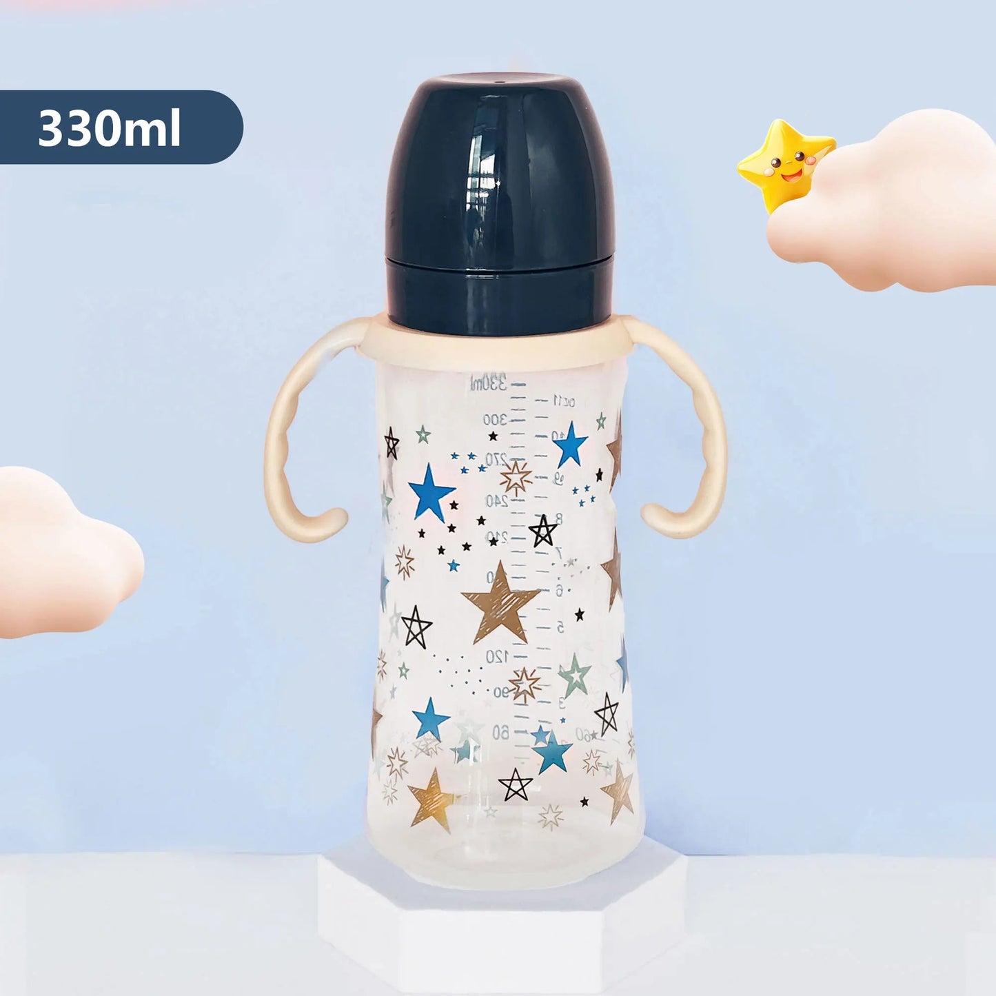 330ml star pattern baby bottle, bite - resistant, anti - flatulence PP bottle, large - capacity bottle for babies over 6 months old - RELUX.STORE330ml star pattern baby bottle, bite - resistant, anti - flatulence PP bottle, large - capacity bottle for babies over 6 months old