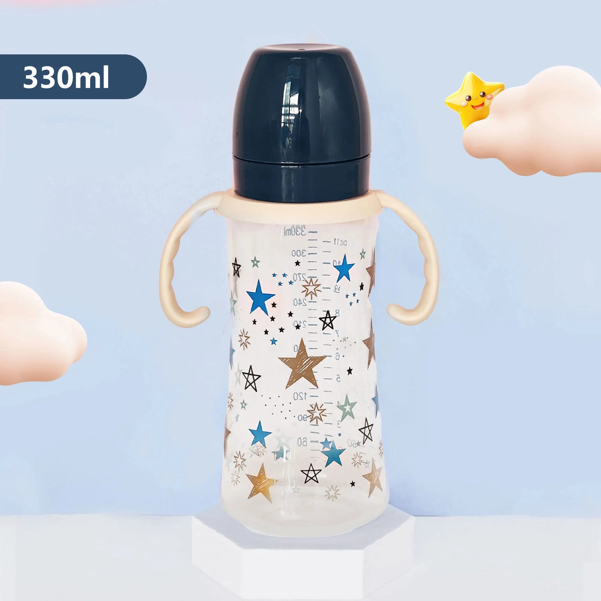330ml star pattern baby bottle, bite - resistant, anti - flatulence PP bottle, large - capacity bottle for babies over 6 months old - RELUX.STORE330ml star pattern baby bottle, bite - resistant, anti - flatulence PP bottle, large - capacity bottle for babies over 6 months old