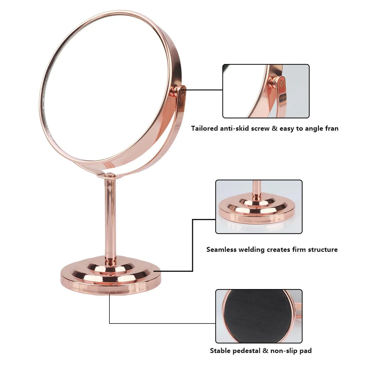 3/4/5in Double - Side Makeup Mirror With 2X Magnification Clear Reflection And Easy To Carry Desktop Vanity Mirror With Stand - RELUX.STORE
