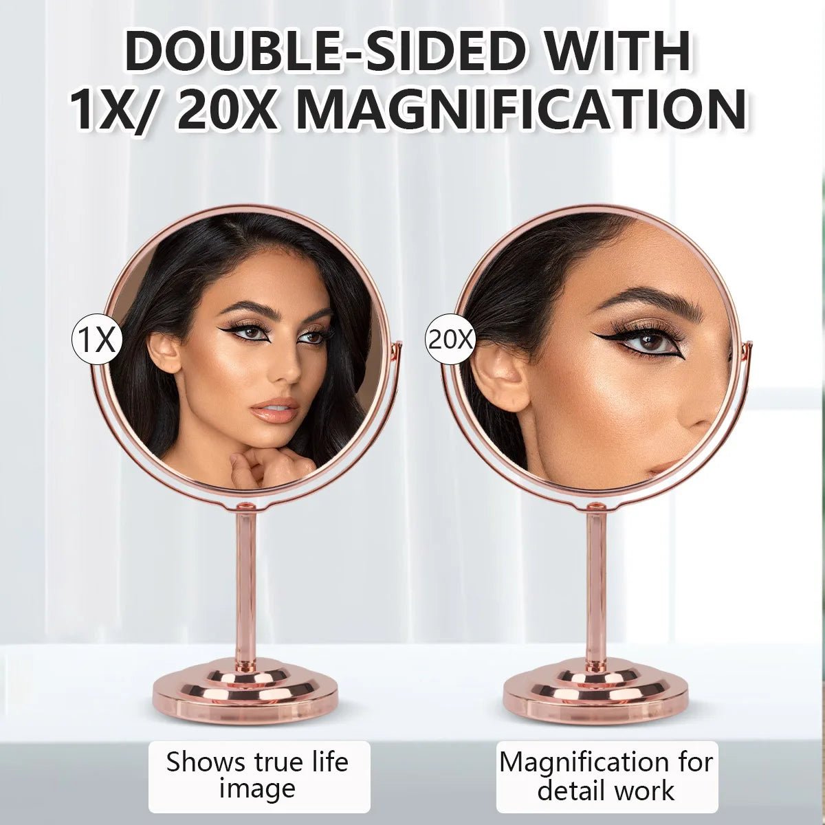 3/4/5in Double - Side Makeup Mirror With 2X Magnification Clear Reflection And Easy To Carry Desktop Vanity Mirror With Stand - RELUX.STORE