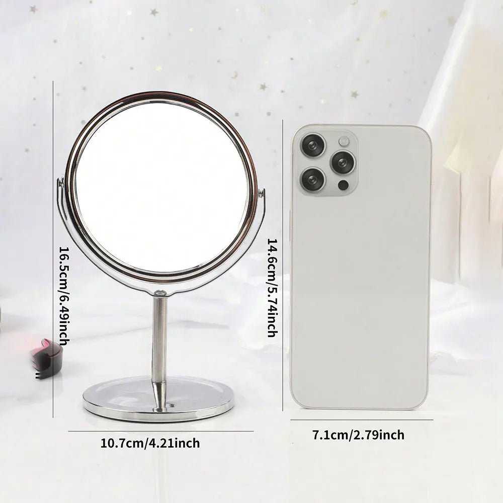 3/4/5in Double - Side Makeup Mirror With 2X Magnification Clear Reflection And Easy To Carry Desktop Vanity Mirror With Stand - RELUX.STORE