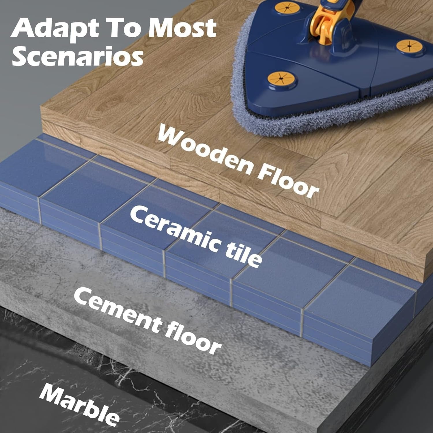 360 Degree Rotatable Adjustable Triangle Cleaning Mop - RELUX.STORE