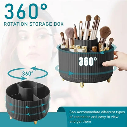 360° Rotating 5 Slot Makeup Brushes Holder Organizer Multi - Functional Desk Storage Cosmetics Storage for Vanity Desktop Bathroom - RELUX.STORE