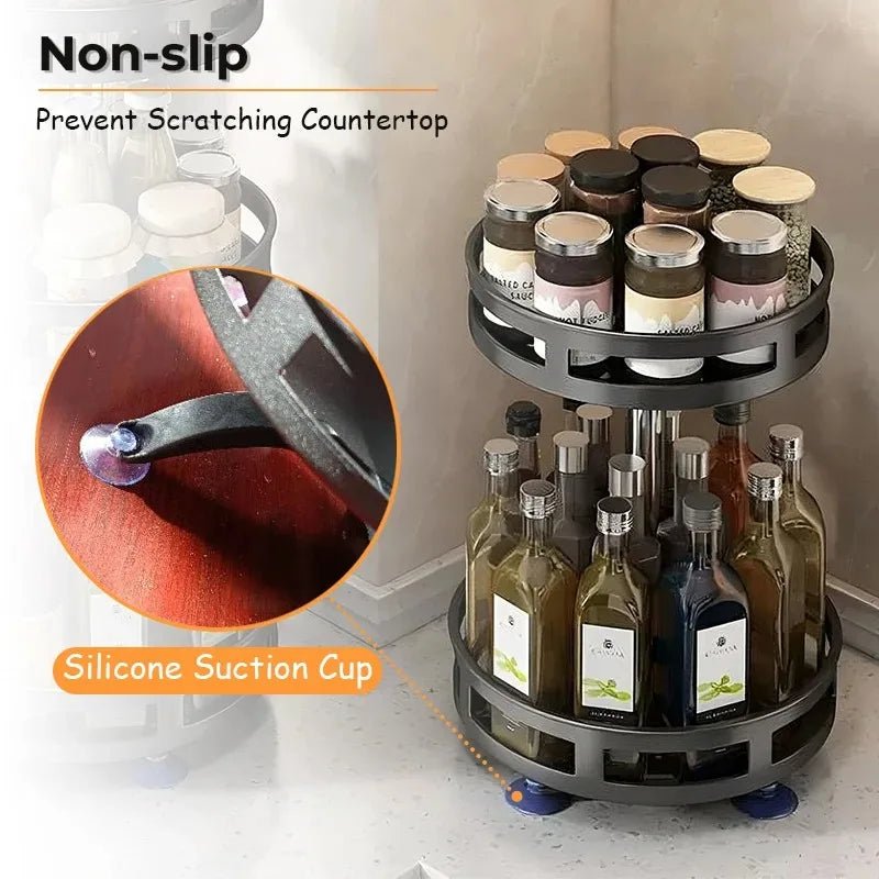 360°Rotation Spice Rack Organizer Jar Cans Non - Skid Storage Tray for Seasonings Kitchen storage rack Kitchen Accessories - RELUX.STORE