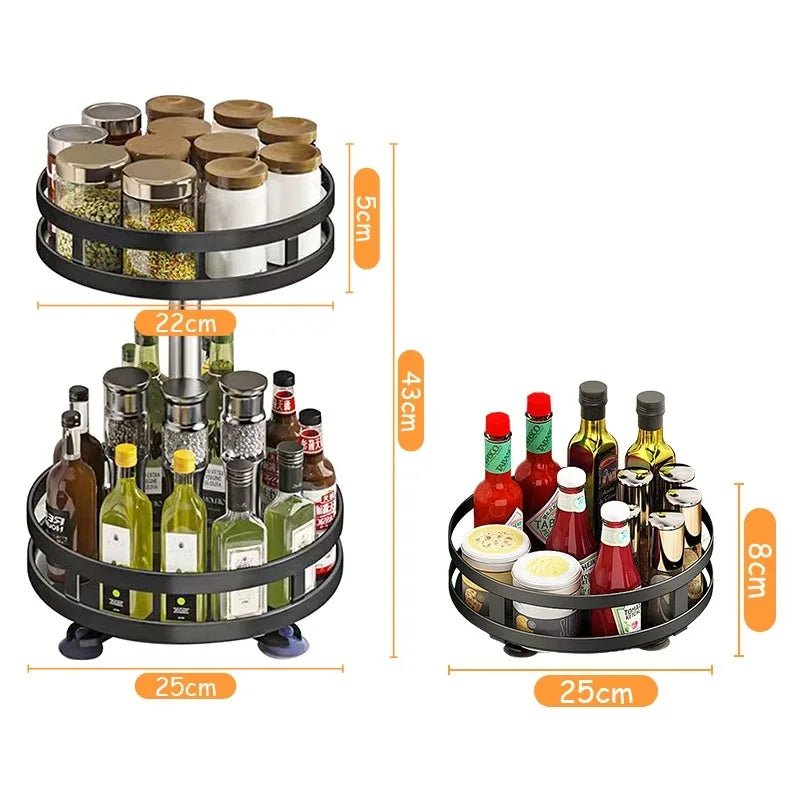 360°Rotation Spice Rack Organizer Jar Cans Non - Skid Storage Tray for Seasonings Kitchen storage rack Kitchen Accessories - RELUX.STORE