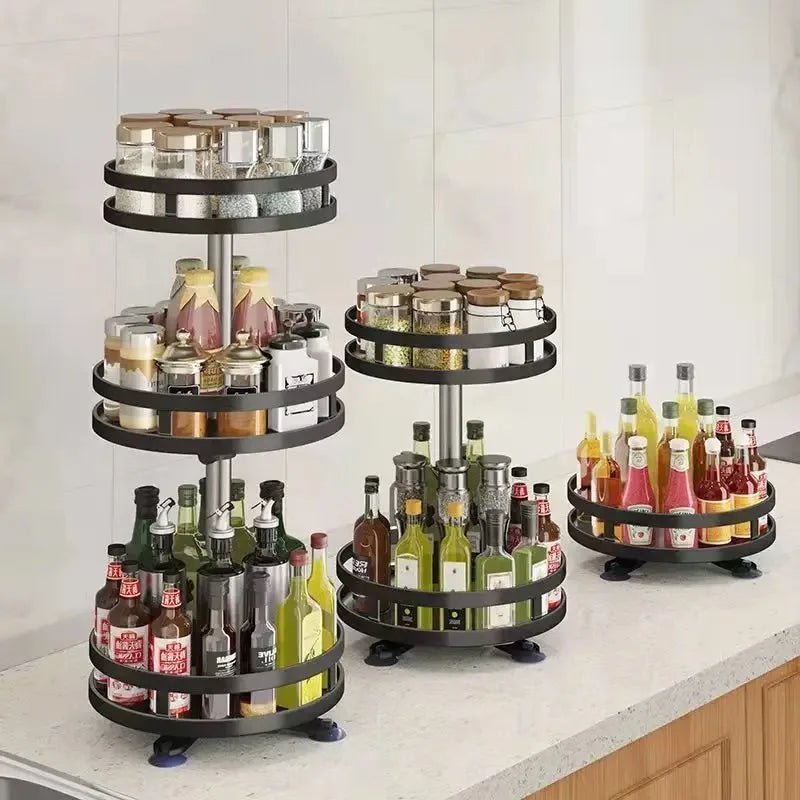 360°Rotation Spice Rack Organizer Jar Cans Non - Skid Storage Tray for Seasonings Kitchen storage rack Kitchen Accessories - RELUX.STORE