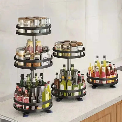 360°Rotation Spice Rack Organizer Jar Cans Non - Skid Storage Tray for Seasonings Kitchen storage rack Kitchen Accessories - RELUX.STORE