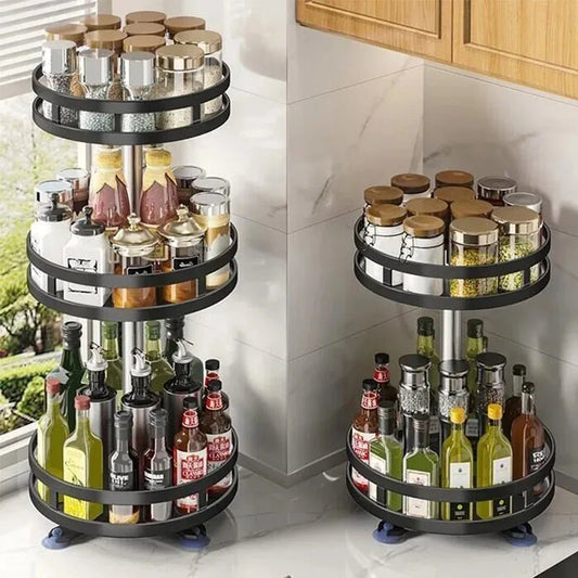 360°Rotation Spice Rack Organizer Jar Cans Non - Skid Storage Tray for Seasonings Kitchen storage rack Kitchen Accessories - RELUX.STORE