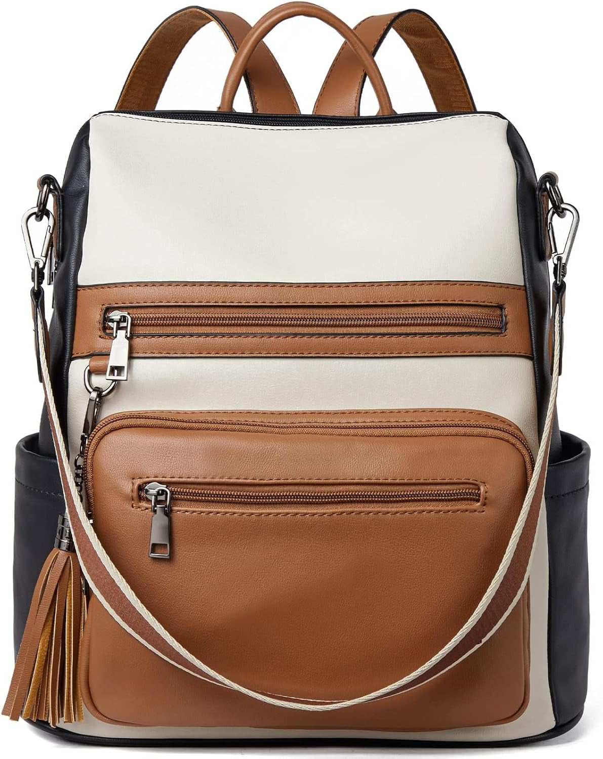 Womens Backpack Purse Vegan Leather Large Travel College Shoulder Bag with Tassel