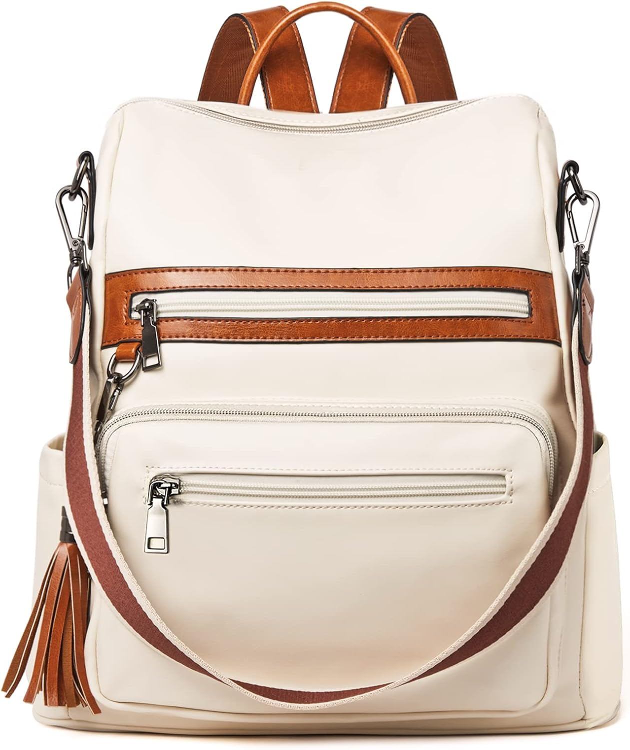 Womens Backpack Purse Vegan Leather Large Travel College Shoulder Bag with Tassel
