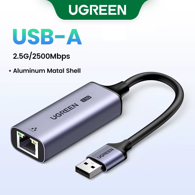 USB Ethernet Adapter 2.5G 2500Mbps USB3.0 Network Card for Laptop PC NAS Server Windows Mac OS USB-A/C Internet Adapter