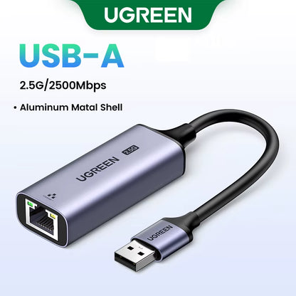 USB Ethernet Adapter 2.5G 2500Mbps USB3.0 Network Card for Laptop PC NAS Server Windows Mac OS USB-A/C Internet Adapter