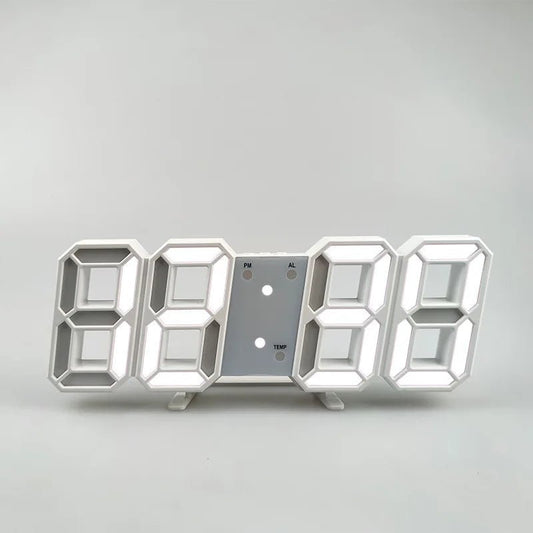 3D Digital Alarm Clock Wall LED Clock Desk Alarm Clock with Temperature for Home Kitchen Office - RELUX.STORE