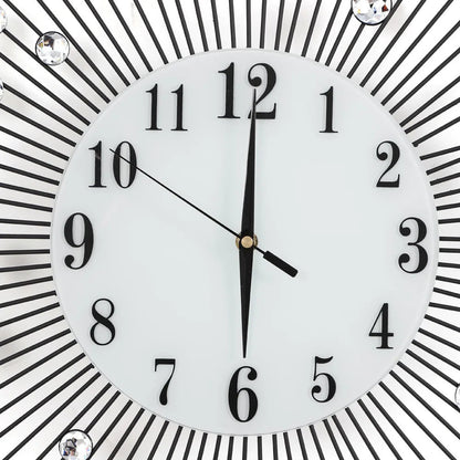 "3D Large Metal Sunburst Wall Clock – Luxury Modern Round Diamond Design, Battery Operated Home Décor for Living Room, Bedroom & Office" - RELUX.STORE