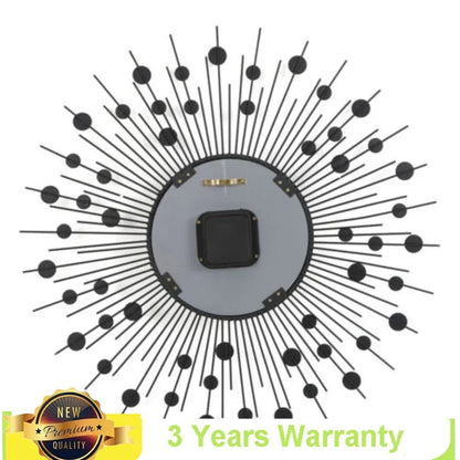 "3D Large Metal Sunburst Wall Clock – Luxury Modern Round Diamond Design, Battery Operated Home Décor for Living Room, Bedroom & Office" - RELUX.STORE