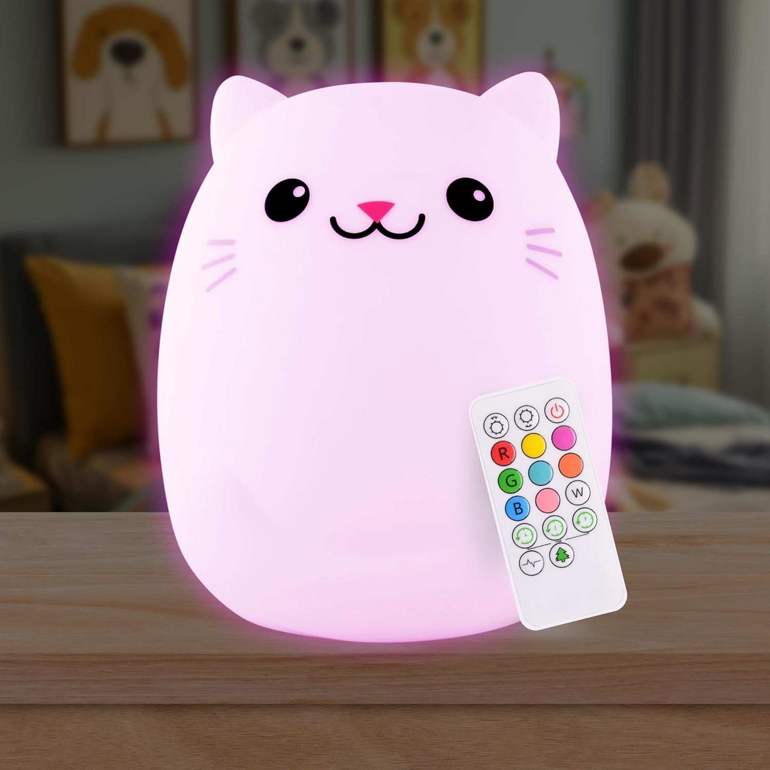Remote Control Silicone Night Light for Kids - Owl Design with 9 Soft Colors & Sleep Timer - Rechargeable, Battery-Operated Lamp for Bedroom | Baby Nursery, Toddler, Girls, Boys