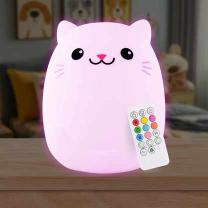Remote Control Silicone Night Light for Kids - Owl Design with 9 Soft Colors & Sleep Timer - Rechargeable, Battery-Operated Lamp for Bedroom | Baby Nursery, Toddler, Girls, Boys
