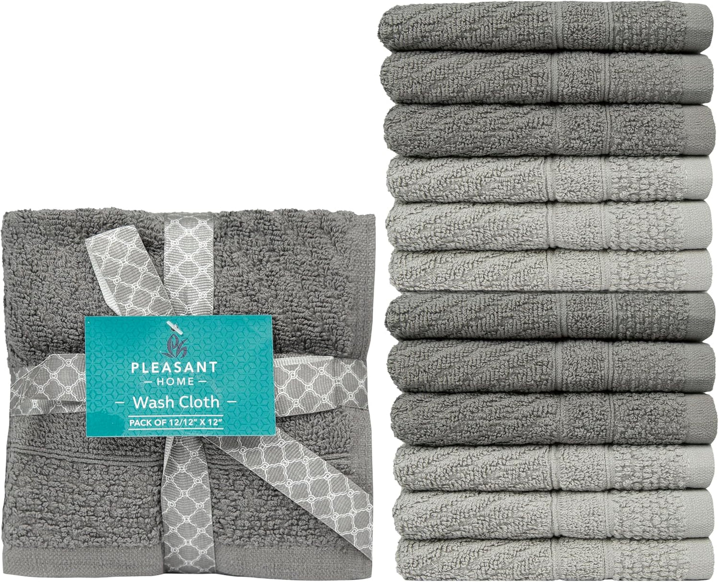 Diamond Wash Cloths Set - 12 Pack (12” X 12”) – 509 GSM - 100% Ring Spun Cotton Wash Cloth - Super Soft and Highly Absorbent Face Towels (Blush, White & Tan)
