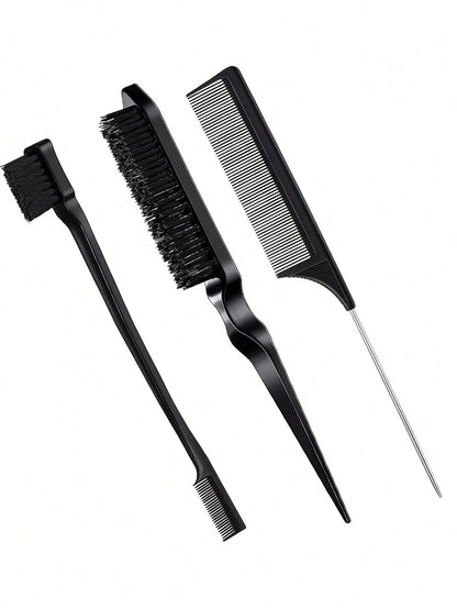3pcs styling comb set with triple tear hair brush mouse tail comb edge brush,salon hair styling tool Special for real hair wigs - RELUX.STORE