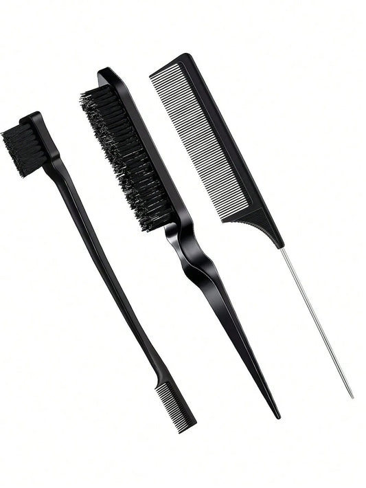 3pcs styling comb set with triple tear hair brush mouse tail comb edge brush,salon hair styling tool Special for real hair wigs - RELUX.STORE