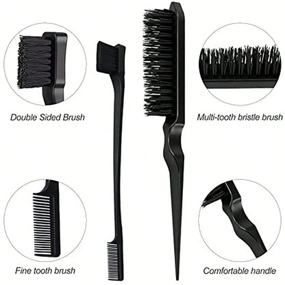 3pcs styling comb set with triple tear hair brush mouse tail comb edge brush,salon hair styling tool Special for real hair wigs - RELUX.STORE