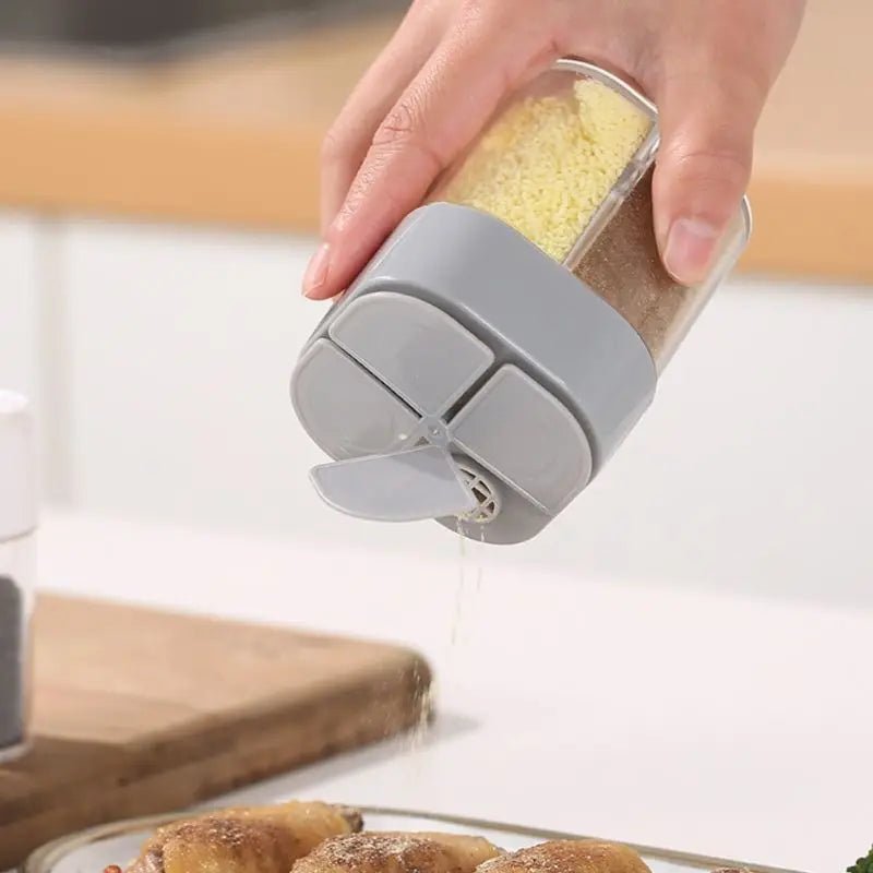 4 - In - 1 Transparent Spice Dispenser Jar with Lids 4 Compartment Seasoning Container Outdoor Cooking Restaurant Kitchen Containers - RELUX.STORE