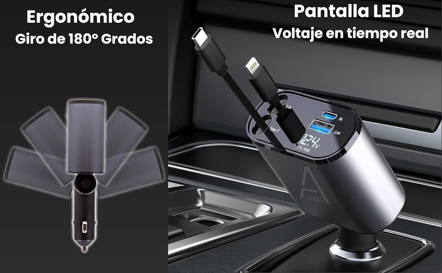 "4 - Port Fast Charging Station with 80cm Retractable Cables – Multi - Device USB Charger Hub for Phone & Tablet" - RELUX.STORE