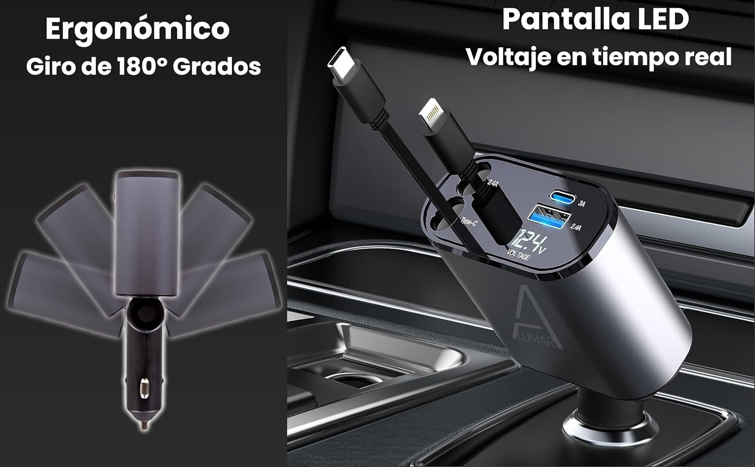 "4 - Port Fast Charging Station with 80cm Retractable Cables – Multi - Device USB Charger Hub for Phone & Tablet" - RELUX.STORE