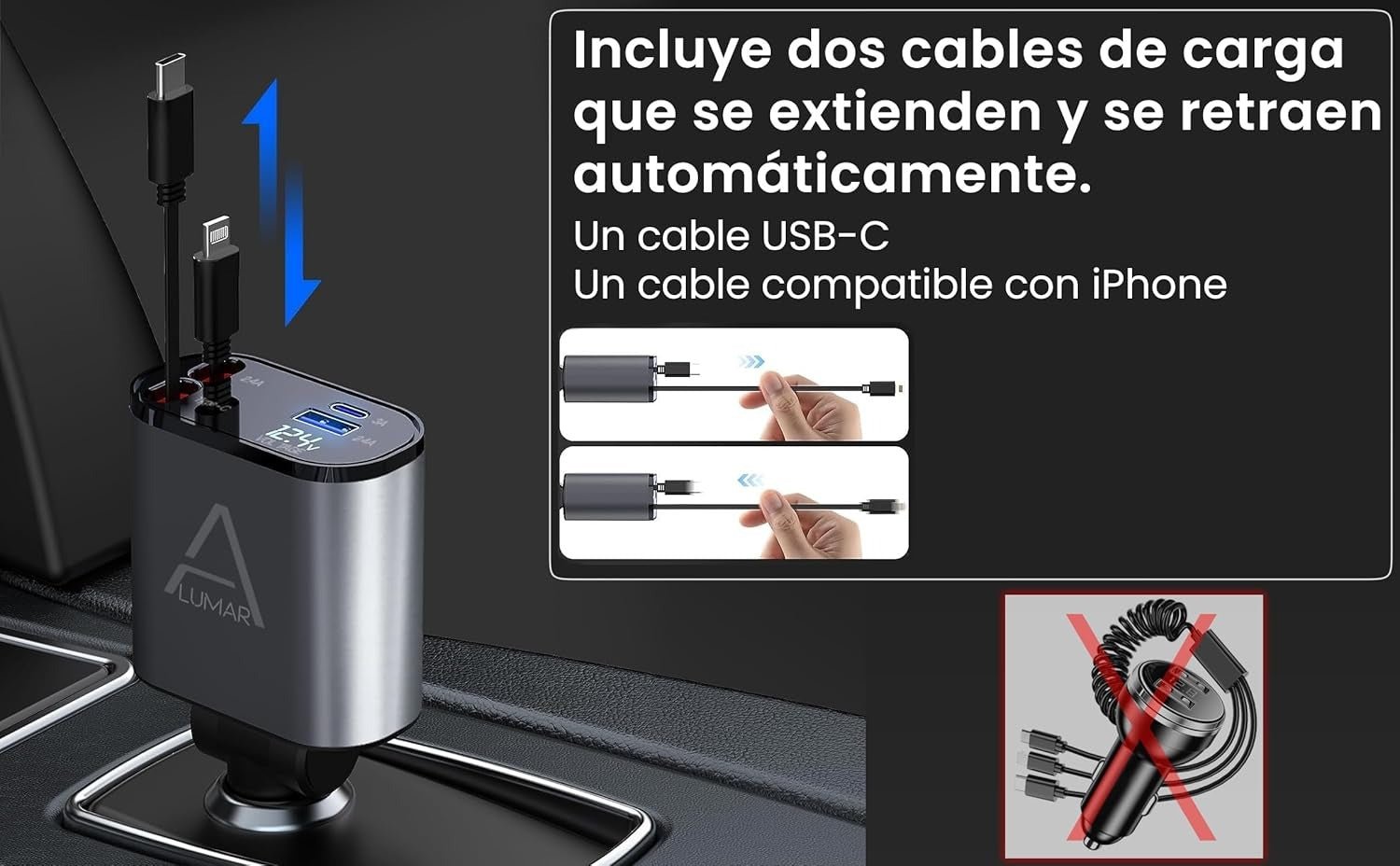 "4 - Port Fast Charging Station with 80cm Retractable Cables – Multi - Device USB Charger Hub for Phone & Tablet" - RELUX.STORE