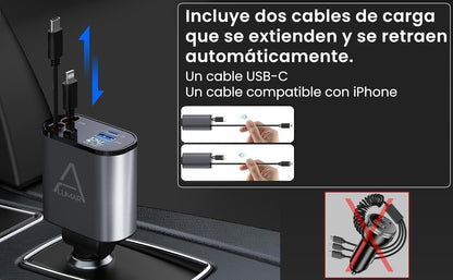 "4 - Port Fast Charging Station with 80cm Retractable Cables – Multi - Device USB Charger Hub for Phone & Tablet" - RELUX.STORE
