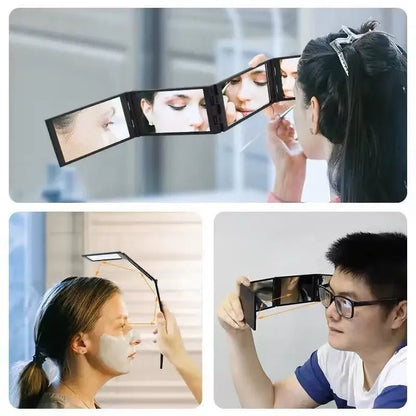 4 Way Mirror 360 Degree Handheld Desktop Portable Foldable Makeup Mirror For Self Hair Cutting Makeup Mirror Beauty Tool - RELUX.STORE