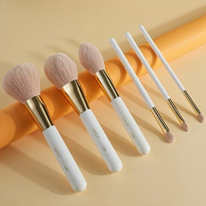 Makeup Brushes Set 30Pcs Professional Makeup Brush Premium Pink Vegan Synthetic Kabuki Foundation Blending Brush Face Powder Blush Concealers Eye Shadows Make up Brush Set (White/Rose Golden)