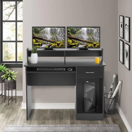 "43 - Inch Office Desk – Computer Desk with Drawers, Keyboard Tray & Storage Shelves, Study and Writing Desk for Home" - RELUX.STORE