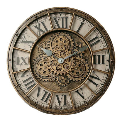 "45cm Luxury 3D Gear Wall Clock – Silent Rotating Mechanical Design | Vintage Large Art Clock for Bedroom & Home Décor" - RELUX.STORE