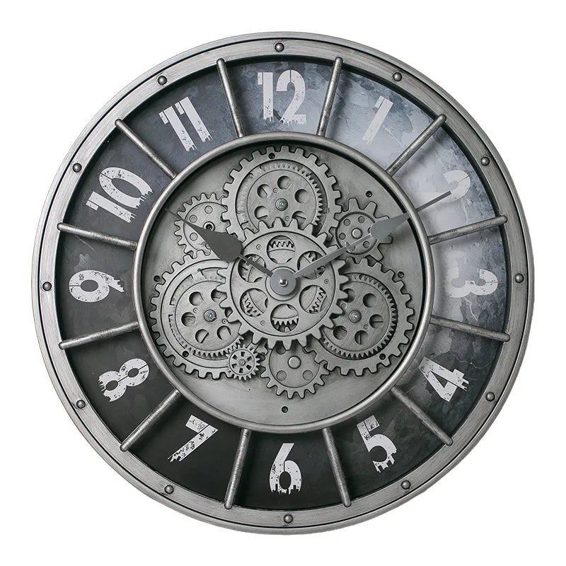 "45cm Luxury 3D Gear Wall Clock – Silent Rotating Mechanical Design | Vintage Large Art Clock for Bedroom & Home Décor" - RELUX.STORE