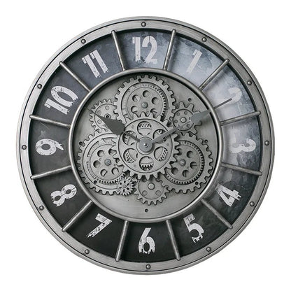 "45cm Luxury 3D Gear Wall Clock – Silent Rotating Mechanical Design | Vintage Large Art Clock for Bedroom & Home Décor" - RELUX.STORE