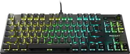 Vulcan TKL Mechanical PC Tactile Gaming Keyboard, Compact, Tenkeyless, Titan Switch Optical, RGB AIMO Lighting, Anodized Aluminum Top Plate, Detachable USB-C Cable, Low Profile Design, Black
