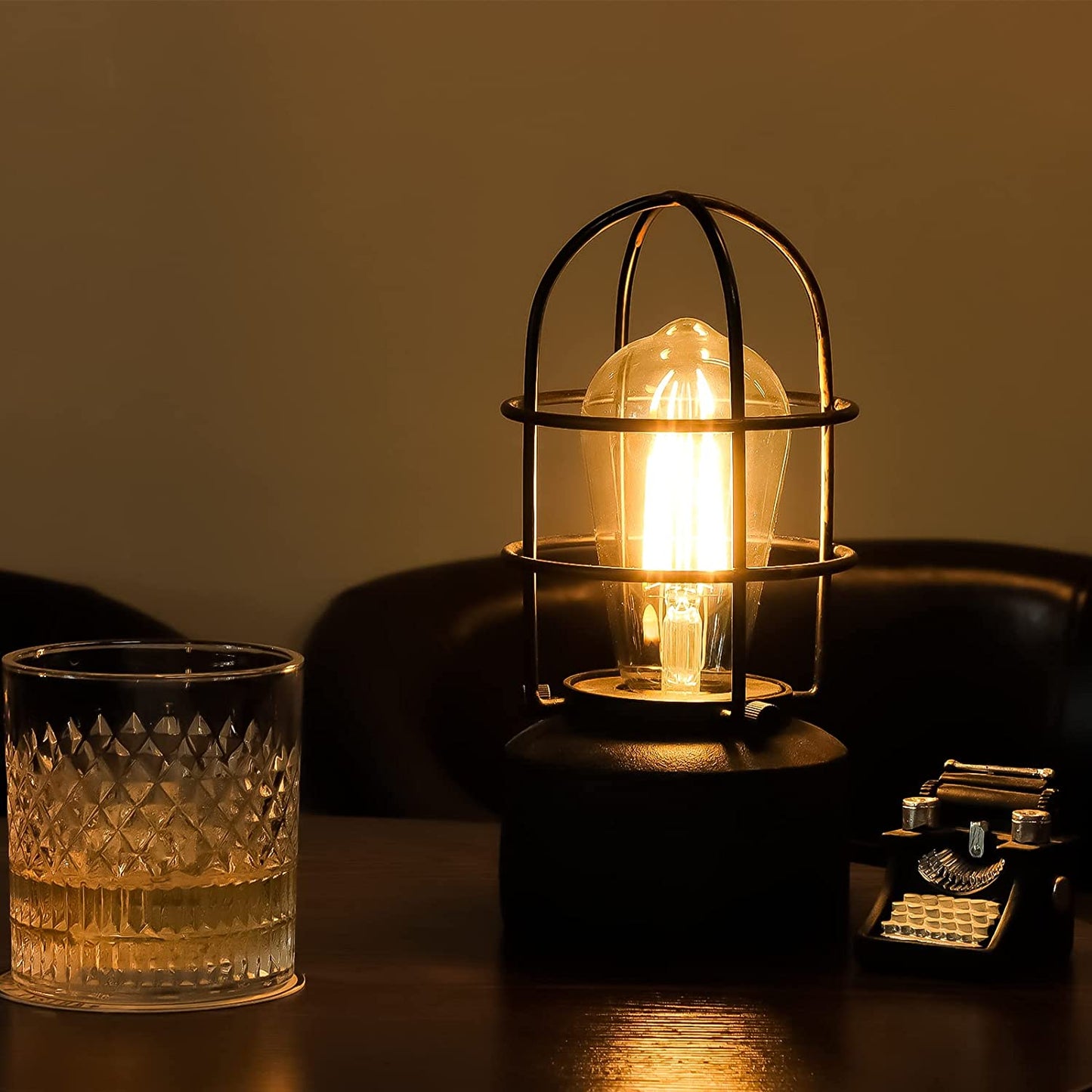 Small Touch Gold Table Lamp for Small Spaces - 3 Way Dimmable Industrial Bedside Lamp - Steampunk Antique Nightstand Desk for Bedroom, Living Room (Bulb Included)