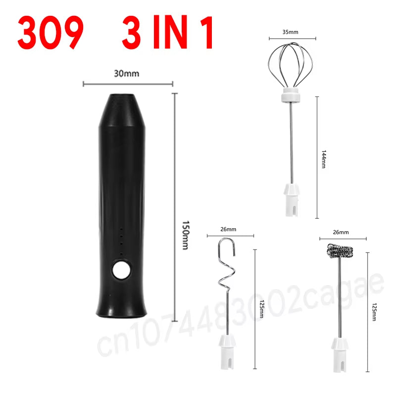 HOT Electric Milk Frother + Egg Beater Wireless Type-C Charging 3 Speeds Mini Handheld Foam Maker Coffee Whisk Cooking Tools