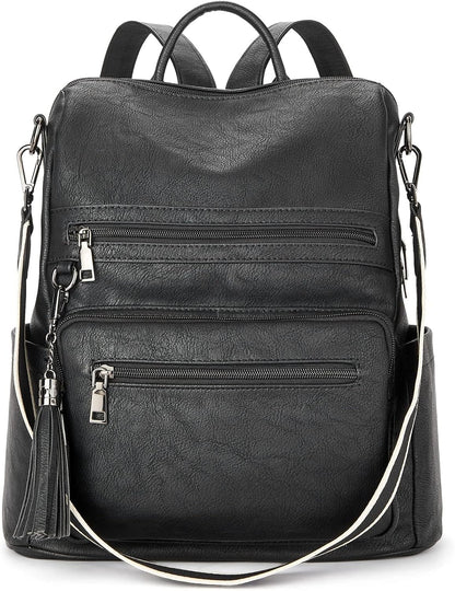 Womens Backpack Purse Vegan Leather Large Travel College Shoulder Bag with Tassel