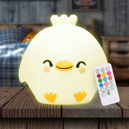Remote Control Silicone Night Light for Kids - Owl Design with 9 Soft Colors & Sleep Timer - Rechargeable, Battery-Operated Lamp for Bedroom | Baby Nursery, Toddler, Girls, Boys