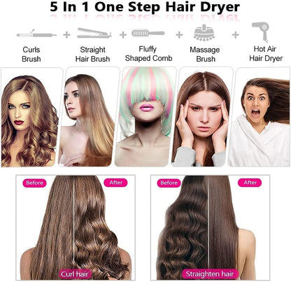 “5 - in - 1 Hot Hair Styling Brush – Multi - Functional Hair Dryer, Straightener & Curler for Smooth, Voluminous, Frizz - Free Hair” - RELUX.STORE