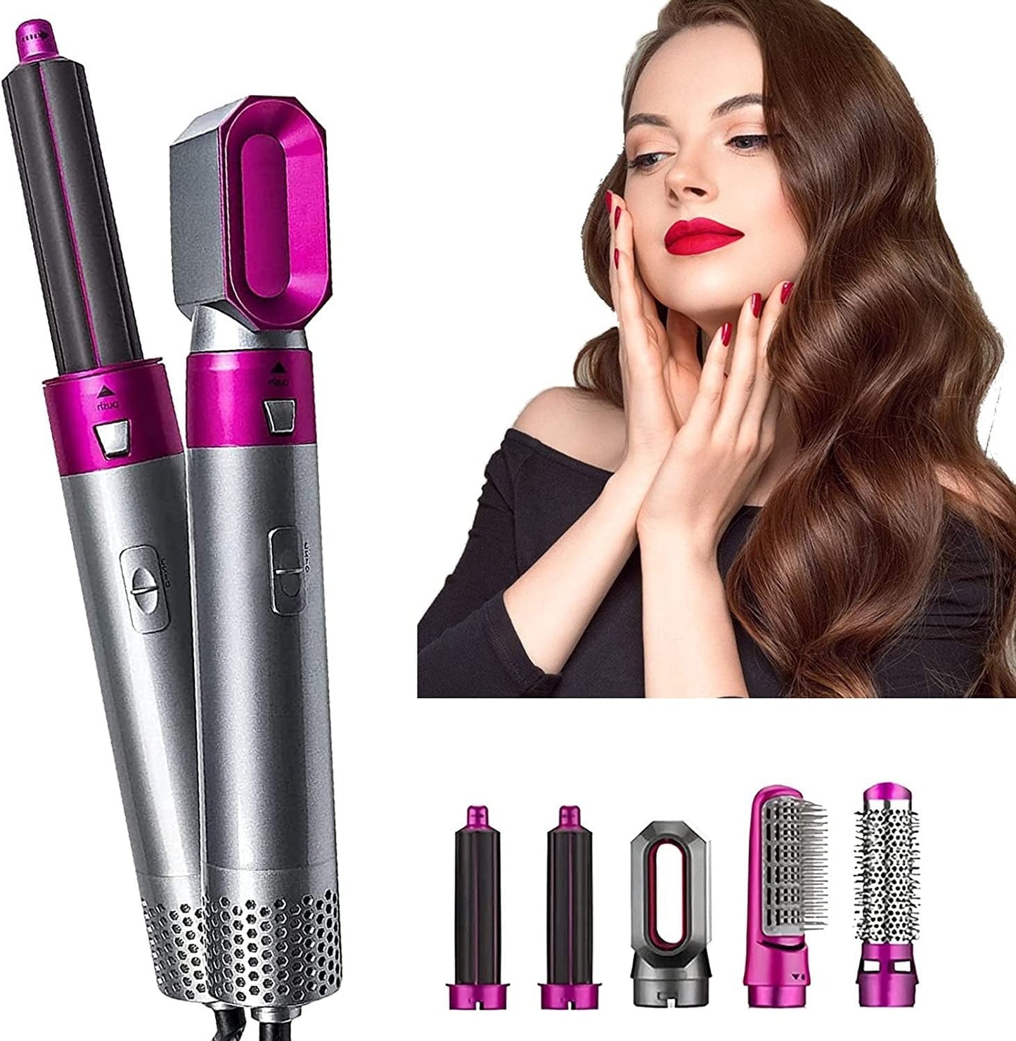 “5 - in - 1 Hot Hair Styling Brush – Multi - Functional Hair Dryer, Straightener & Curler for Smooth, Voluminous, Frizz - Free Hair” - RELUX.STORE