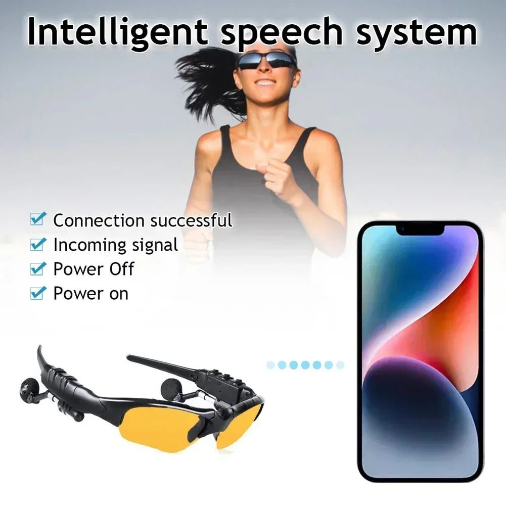 5.0 Stereo Earphones Wireless Headset with Mic Smart Glasses Sunglasses for Driving Cycling Sports Noise Reduction Headphones - RELUX.STORE