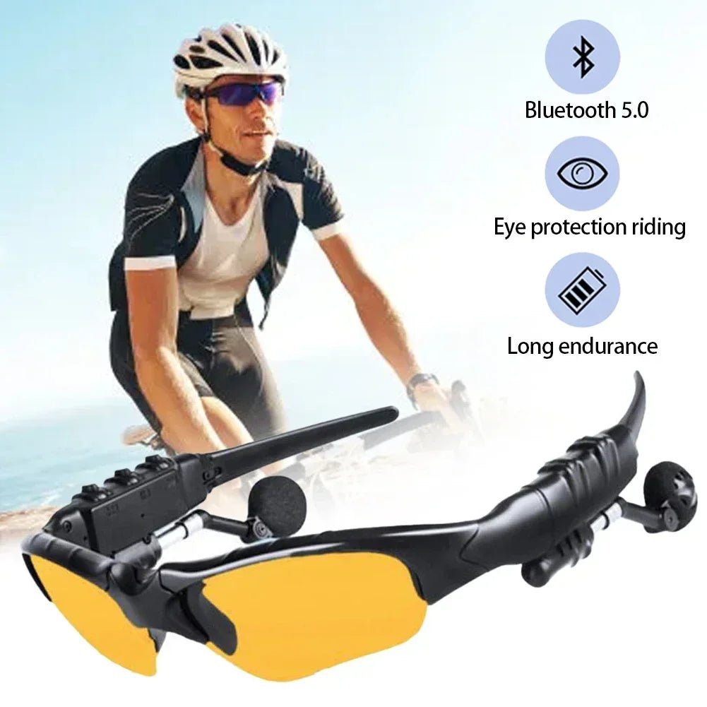 5.0 Stereo Earphones Wireless Headset with Mic Smart Glasses Sunglasses for Driving Cycling Sports Noise Reduction Headphones - RELUX.STORE