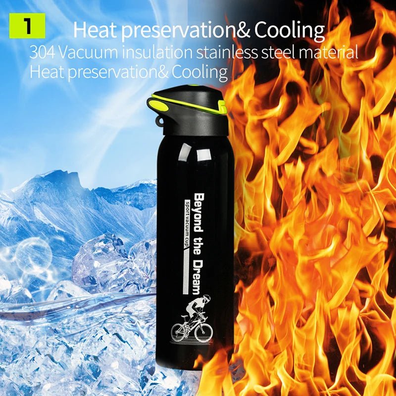 500ML Bicycle Water Bottle Vacuum Stainless Steel Cycling Water Bottle Double Walled Simple Thermo Mug Insulated With Straw - RELUX.STORE