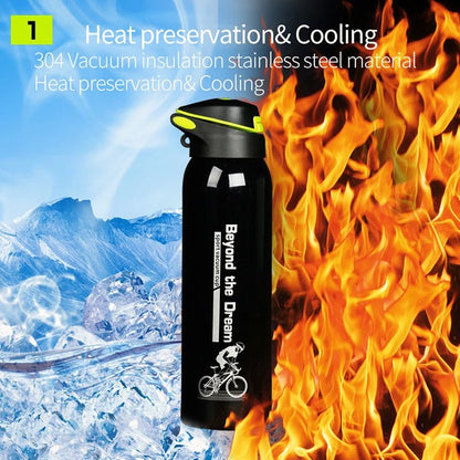 500ML Bicycle Water Bottle Vacuum Stainless Steel Cycling Water Bottle Double Walled Simple Thermo Mug Insulated With Straw - RELUX.STORE