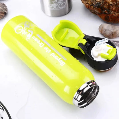 500ML Bicycle Water Bottle Vacuum Stainless Steel Cycling Water Bottle Double Walled Simple Thermo Mug Insulated With Straw - RELUX.STORE