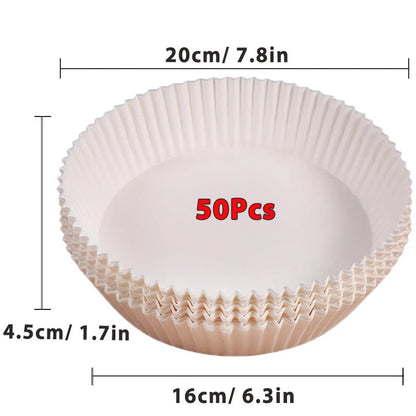 50/100Pcs Air Fryer Disposable Paper Non - Stick Airfryer Baking Papers Round Air - Fryer Paper Liners Paper Kitchen Accessories - RELUX.STORE